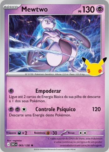 Carta Mewtwo 063/128 do set 30th Celebration — Pokémon TCG | Bynx