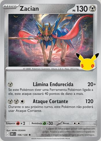 Carta Zacian 106/128 do set 30th Celebration — Pokémon TCG | Bynx