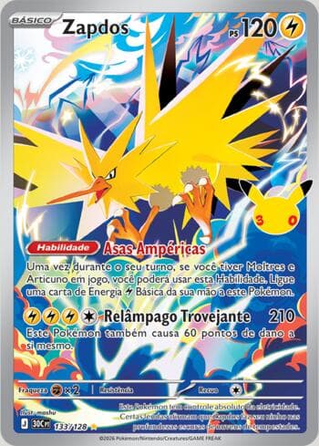 Carta Zapdos 133/128 do set 30th Celebration — Pokémon TCG | Bynx