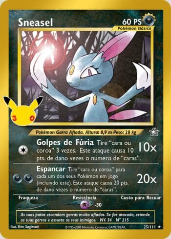 Carta Sneasel 025/30 do set 30th Celebration Classic Cards — Pokémon TCG | Bynx