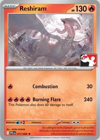 Reshiram 017/80 — Play! Pokemon Prize Pack Series 9