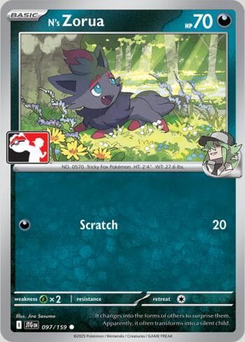 Carta N's Zorua 097/80 do set Play Pokemon Prize Pack Series 9 — Pokémon TCG | Bynx
